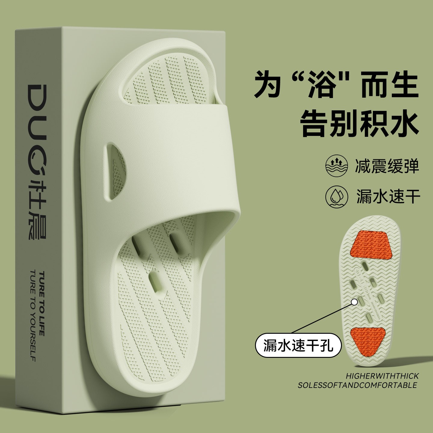 防滑带跟洗澡拖鞋（高弹款）主图